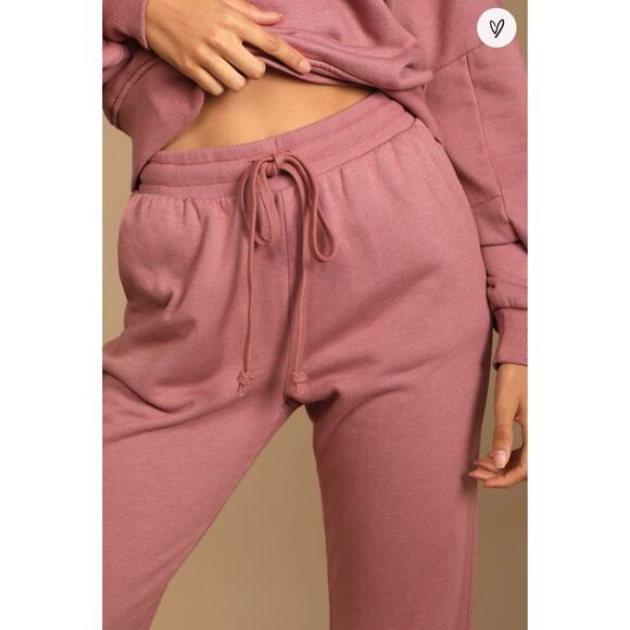 NWT Lulu's Boat House Drawstring Jogger Sweatpants in Mauve Pink - Picture 2 of 10